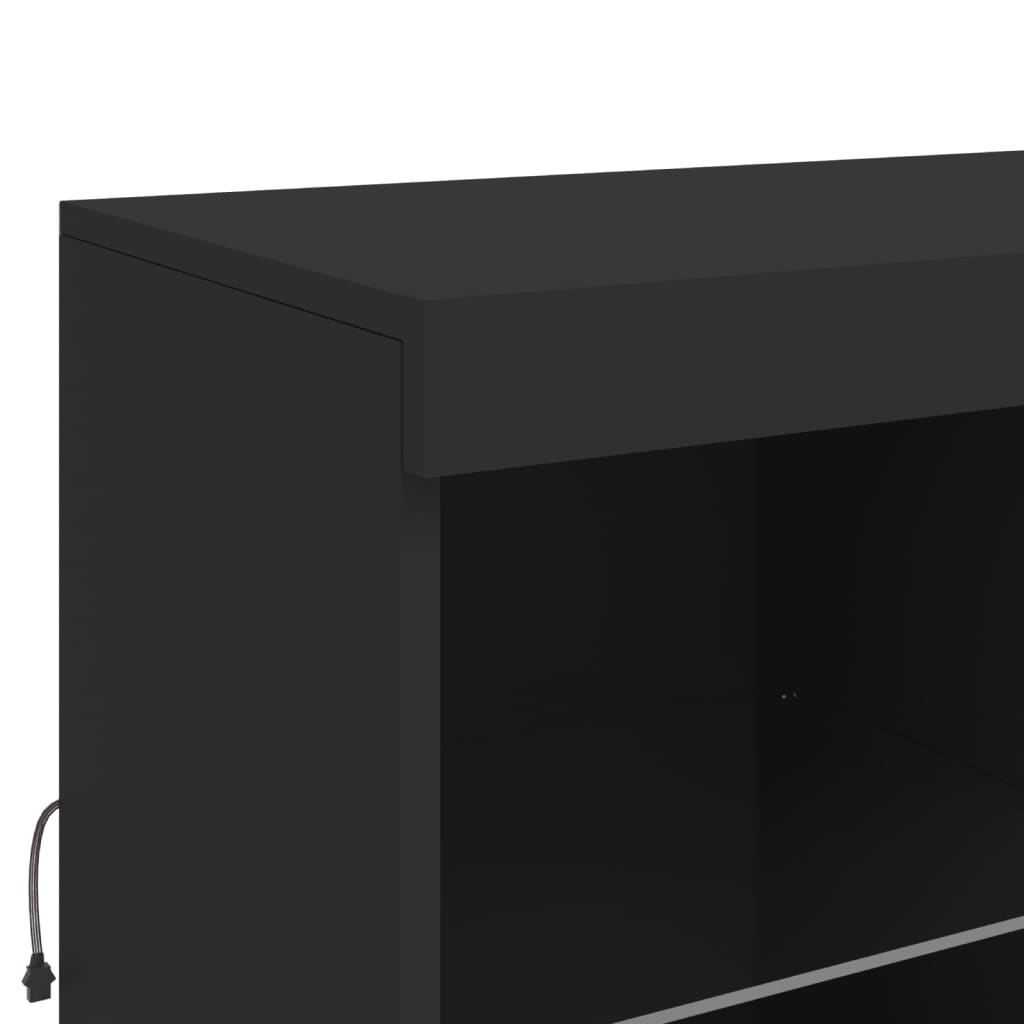 Sideboard with LED Lights Black 202x37x100 cm