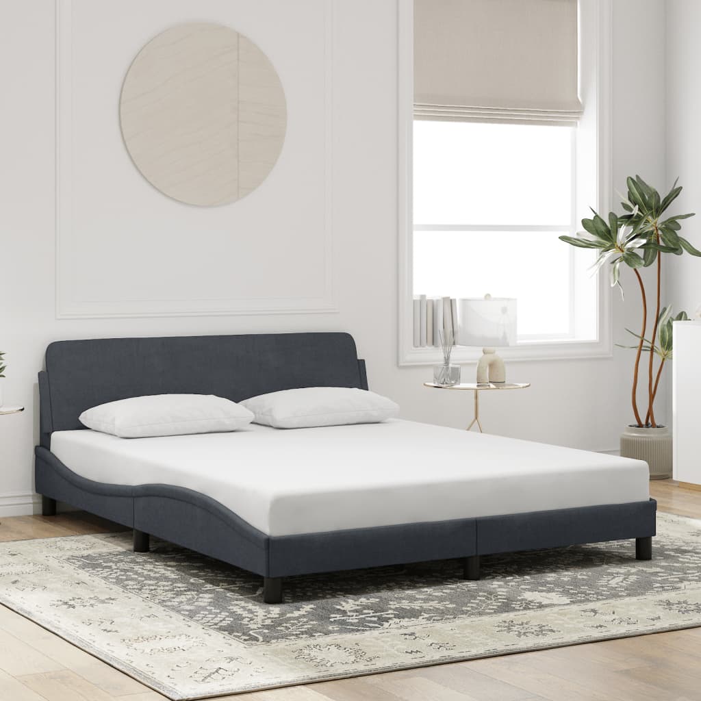 Bed Frame without Mattress Dark Grey 152x203 cm Queen Velvet