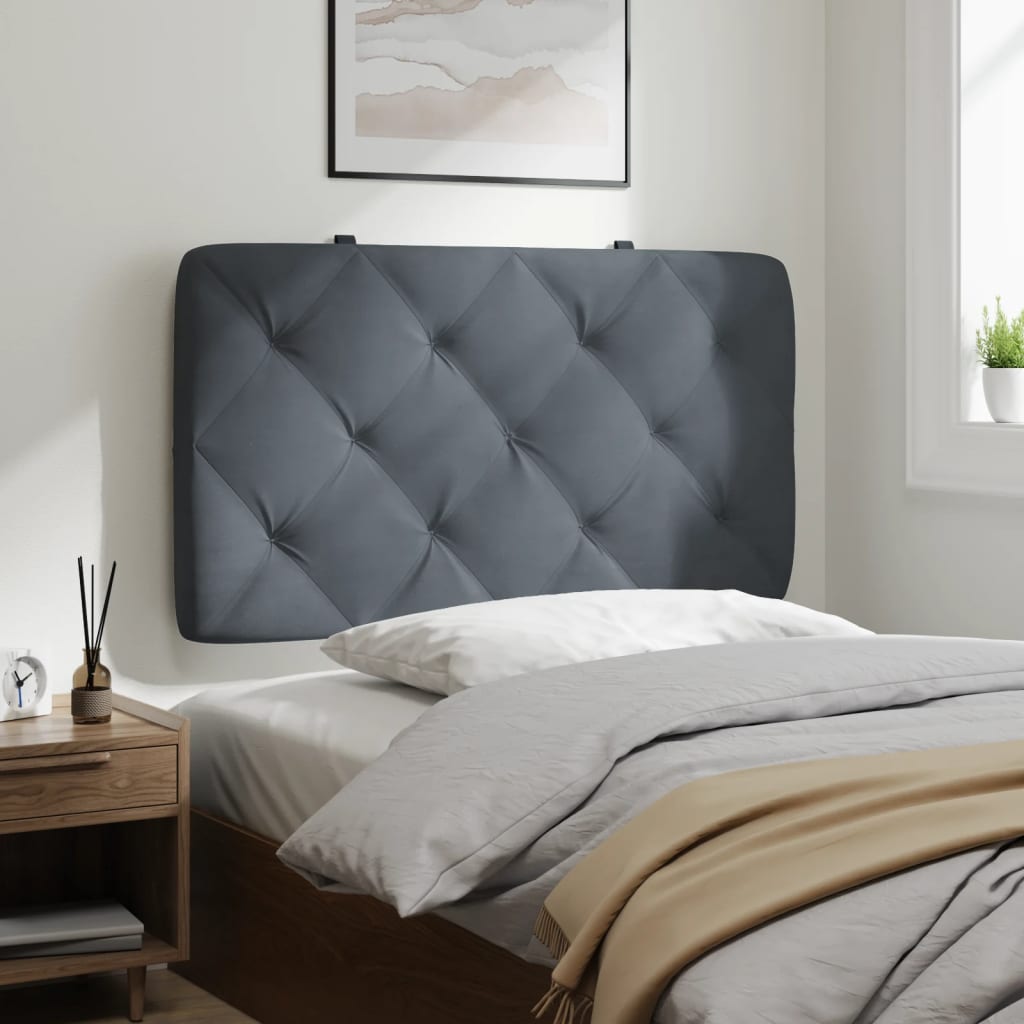 Headboard Cushion Dark Grey 90 cm Velvet