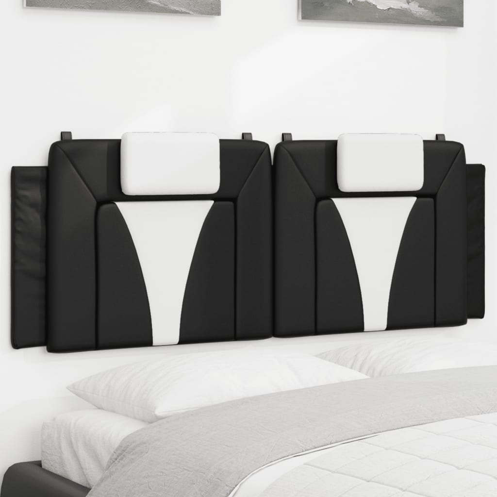 Headboard Cushion Black and White 137 cm Faux Leather