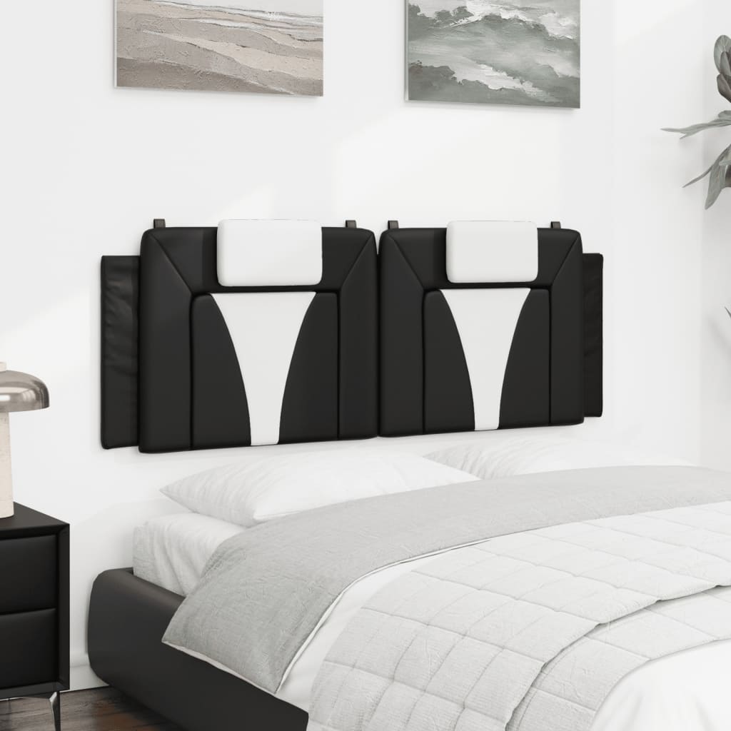 Headboard Cushion Black and White 152 cm Faux Leather