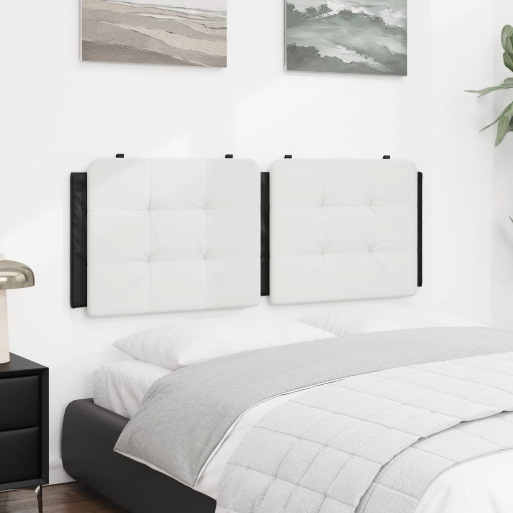 Headboard Cushion White and Black 137 cm Faux Leather