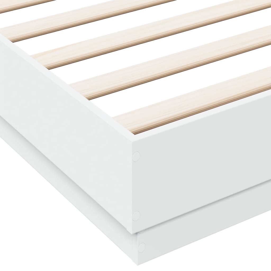 Bed Frame White 183x203 cm King Size Engineered Wood