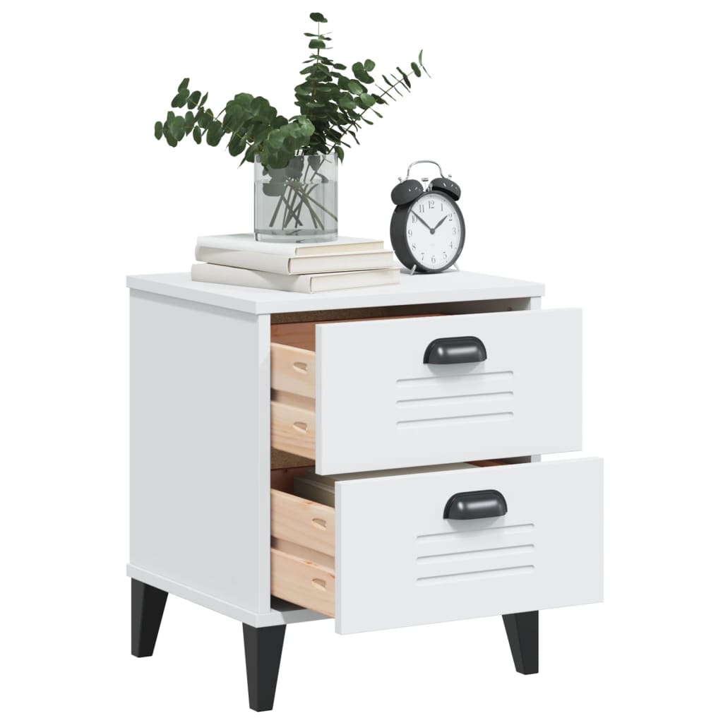 Bedside Cabinet VIKEN White Solid Wood Pine