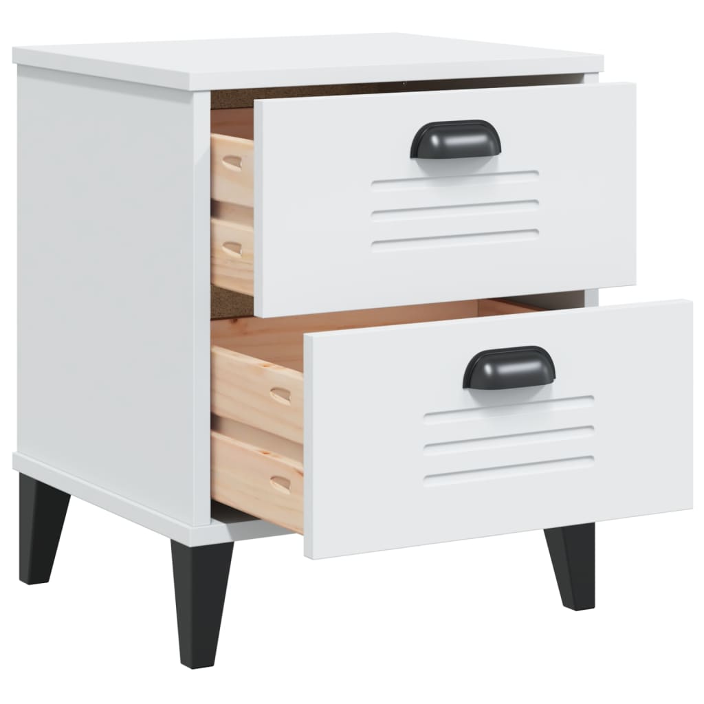 Bedside Cabinet VIKEN White Solid Wood Pine