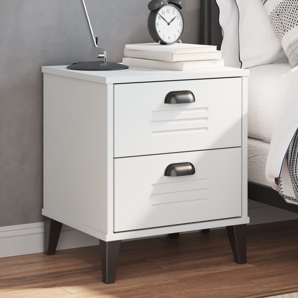 Bedside Cabinet VIKEN White Solid Wood Pine