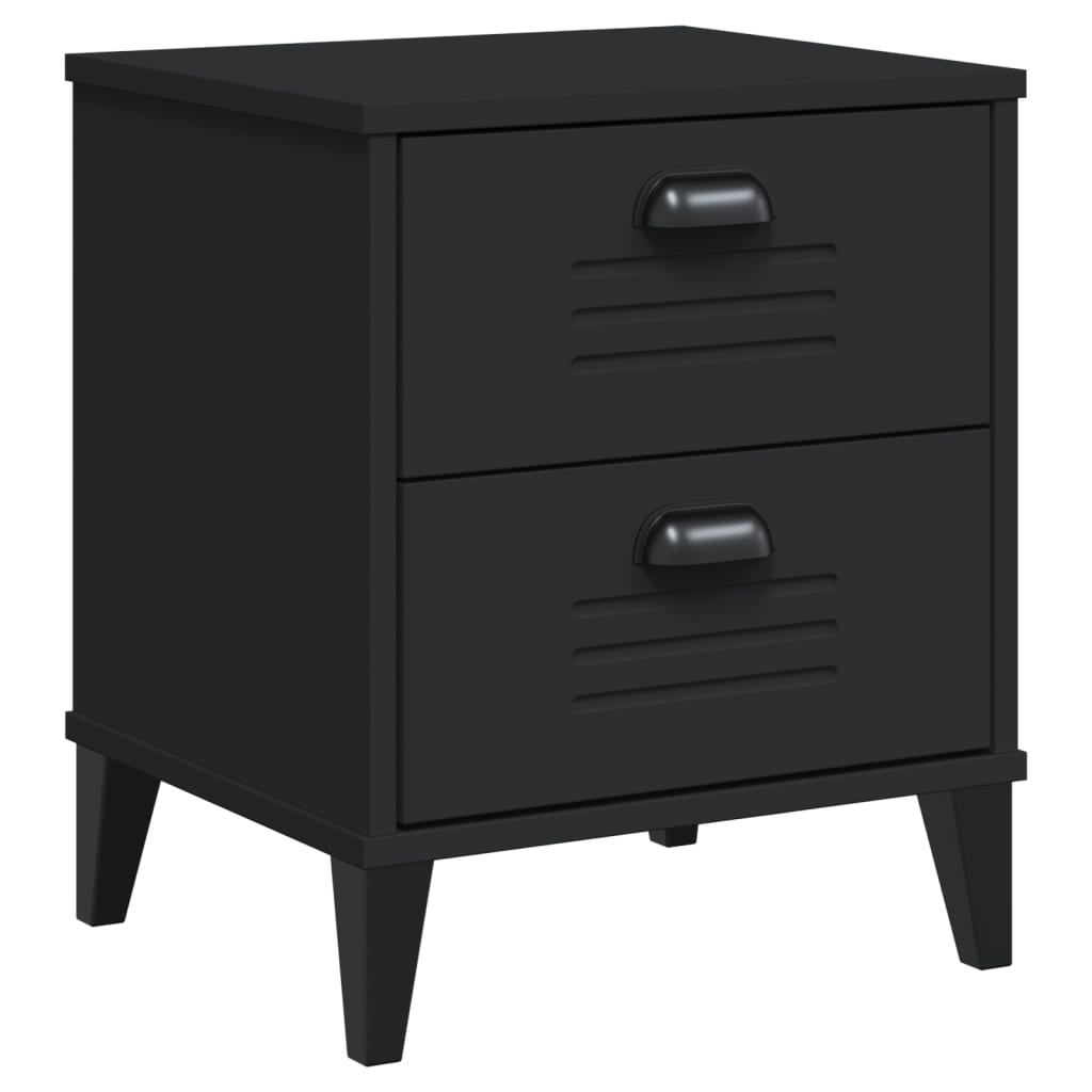 Bedside Cabinet VIKEN Black Solid Wood Pine