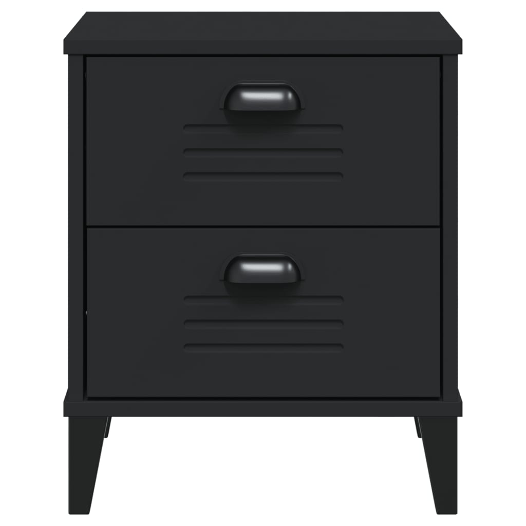 Bedside Cabinet VIKEN Black Solid Wood Pine