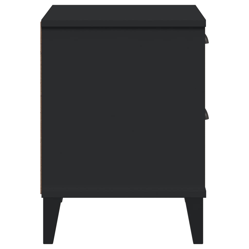 Bedside Cabinet VIKEN Black Solid Wood Pine