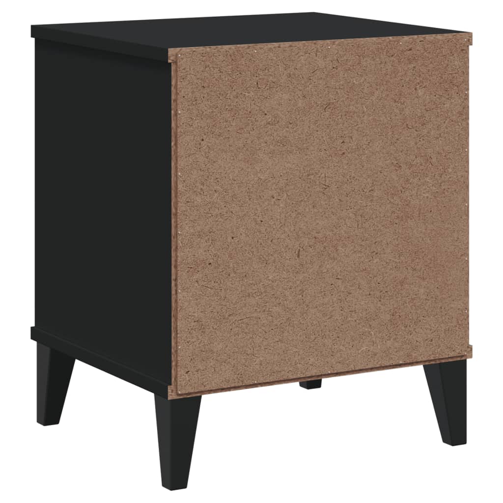 Bedside Cabinet VIKEN Black Solid Wood Pine