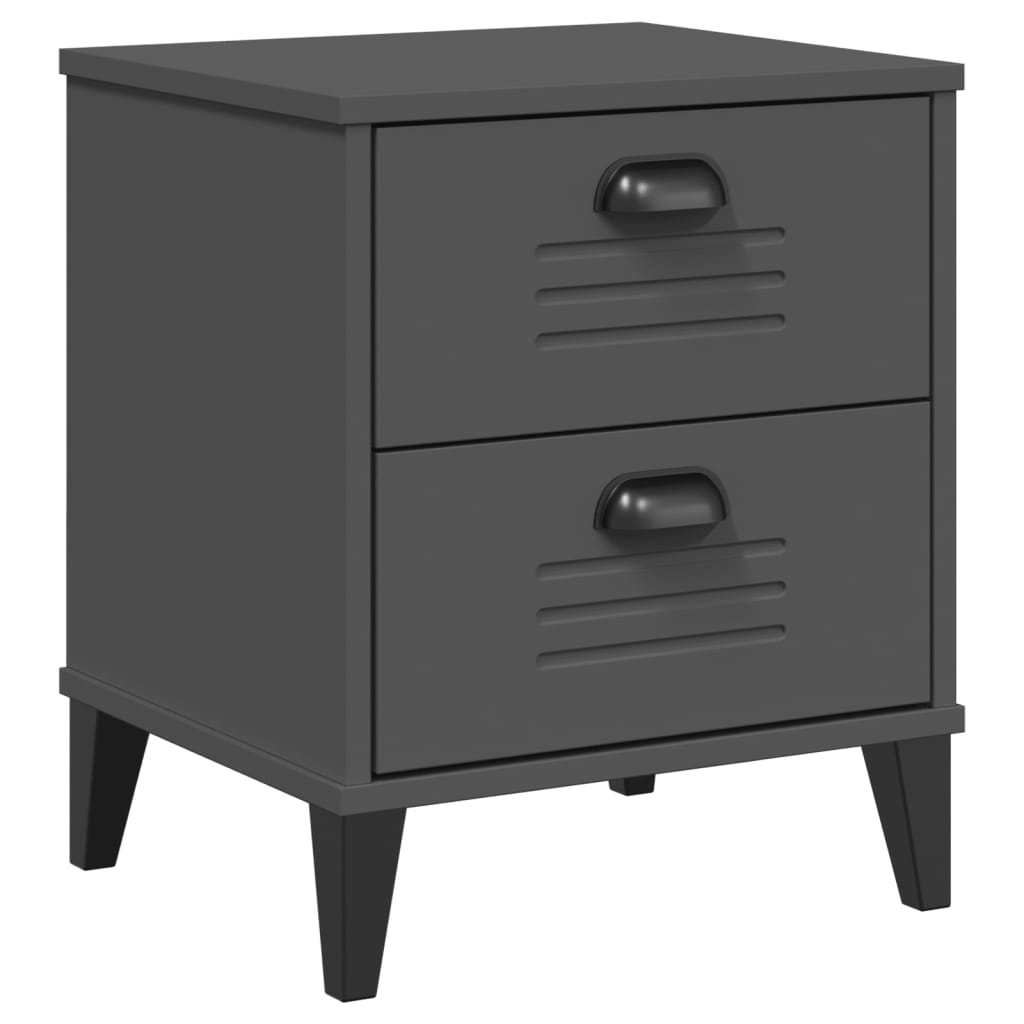 Bedside Cabinet VIKEN Anthracite Grey Solid Wood Pine