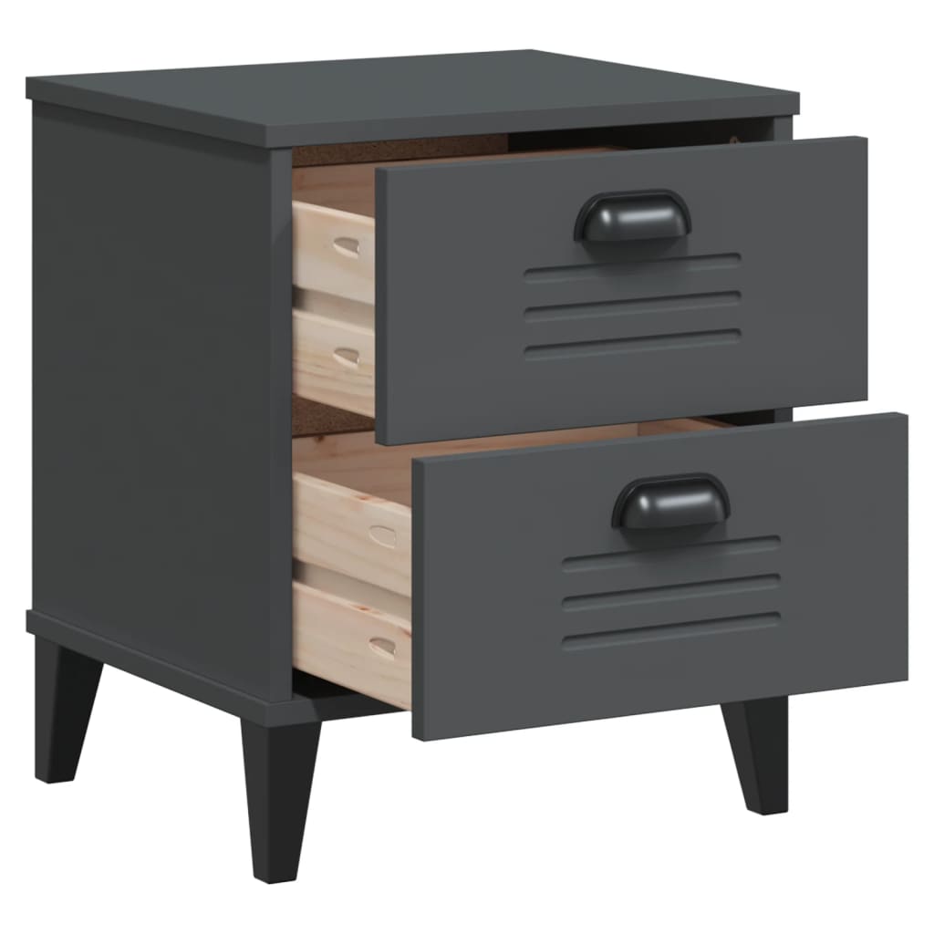 Bedside Cabinet VIKEN Anthracite Grey Solid Wood Pine