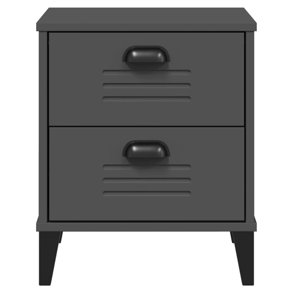 Bedside Cabinet VIKEN Anthracite Grey Solid Wood Pine