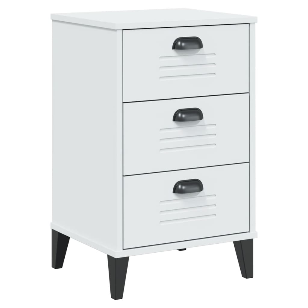 Bedside Cabinet VIKEN White Solid Wood Pine