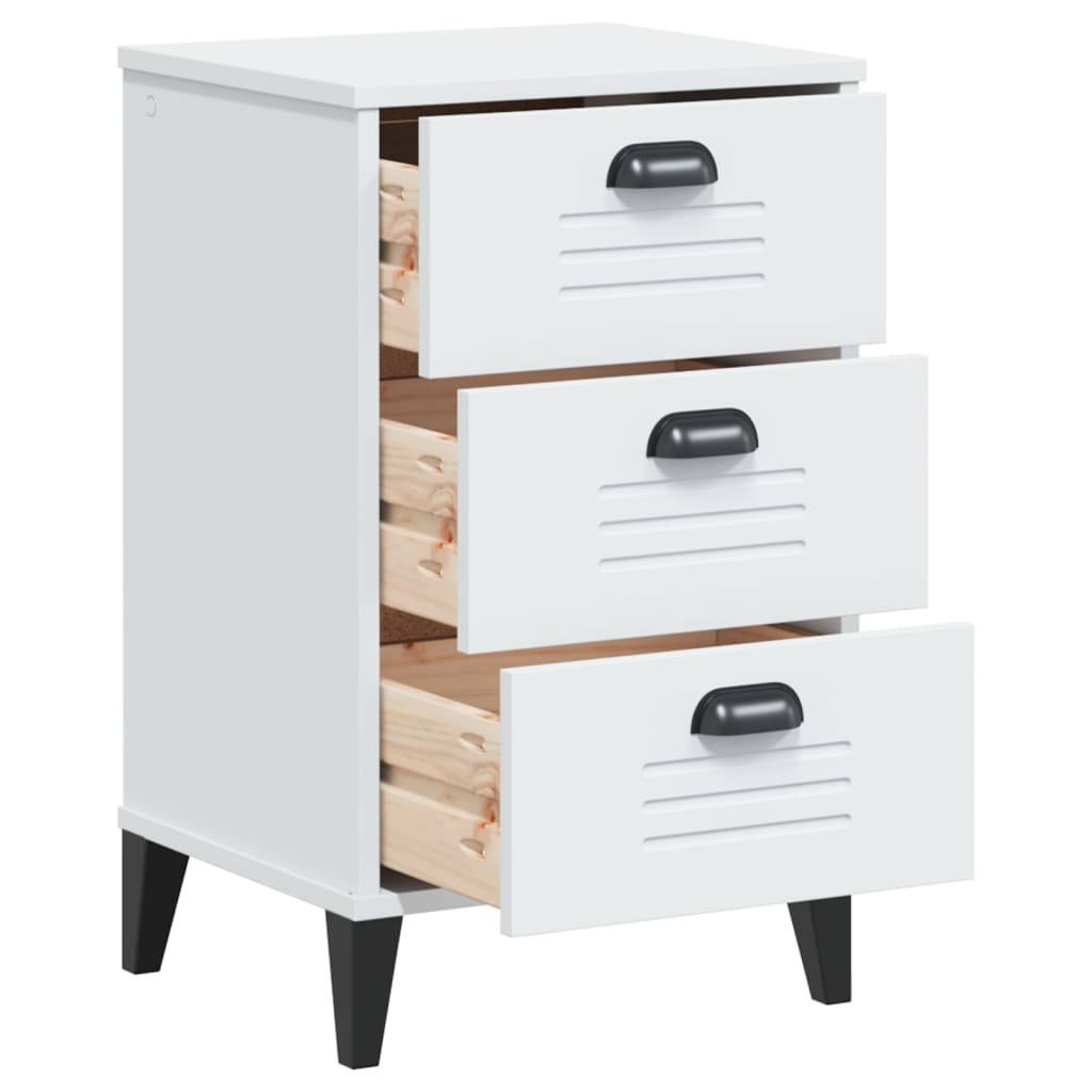 Bedside Cabinet VIKEN White Solid Wood Pine