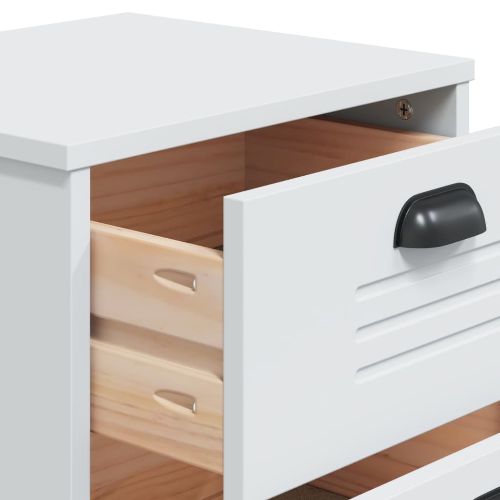 Bedside Cabinet VIKEN White Solid Wood Pine