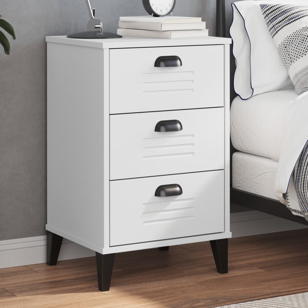 Bedside Cabinet VIKEN White Solid Wood Pine