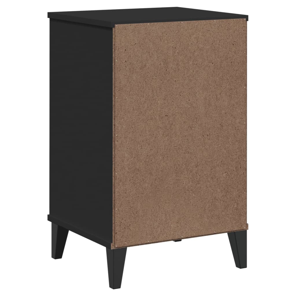 Bedside Cabinet VIKEN Black Solid Wood Pine