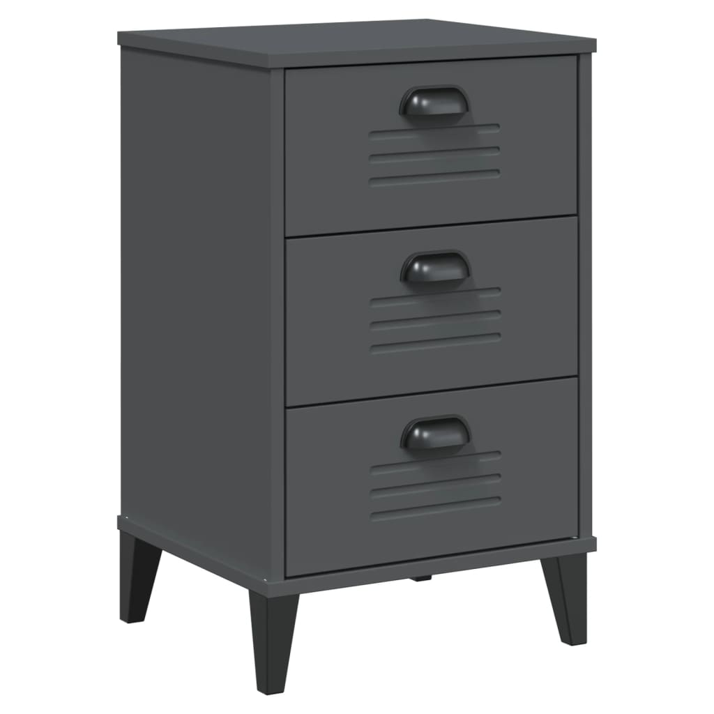 Bedside Cabinet VIKEN Anthracite Grey Solid Wood Pine