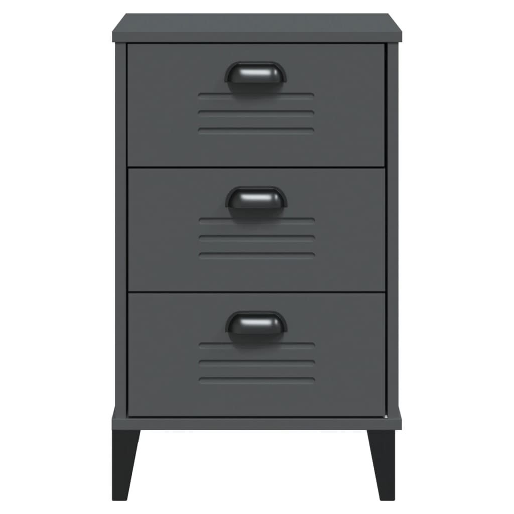 Bedside Cabinet VIKEN Anthracite Grey Solid Wood Pine