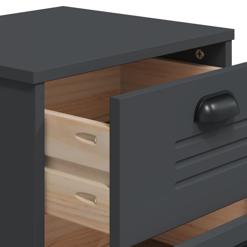 Bedside Cabinet VIKEN Anthracite Grey Solid Wood Pine