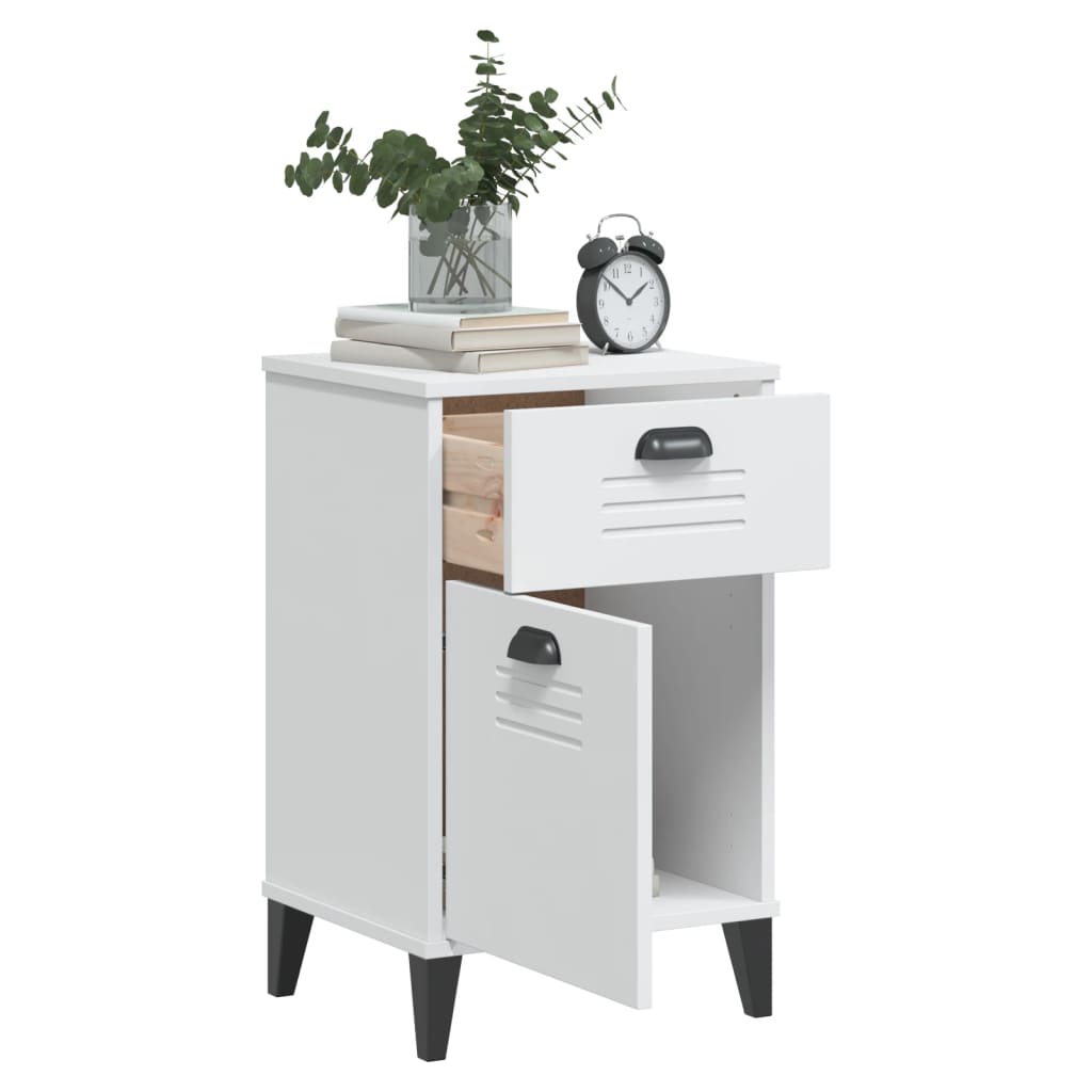 Bedside Cabinet VIKEN White Solid Wood Pine