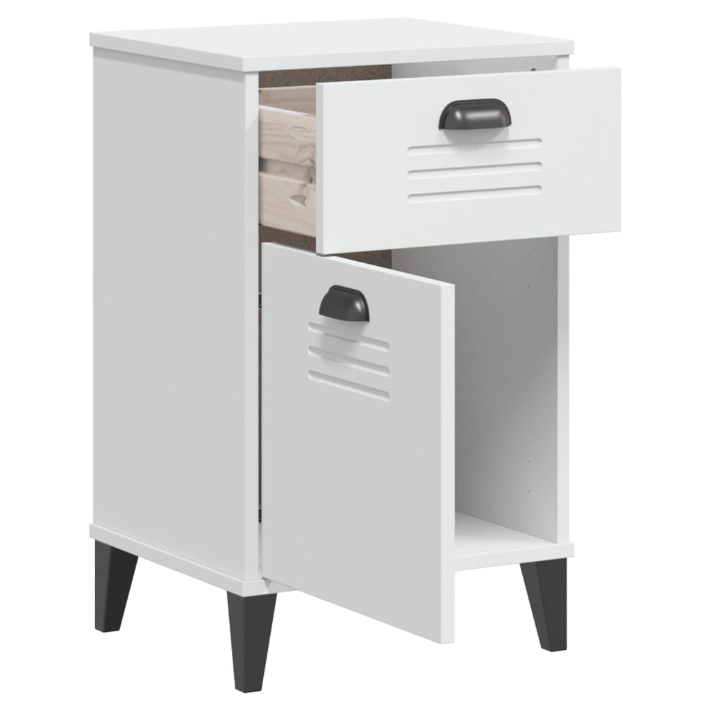 Bedside Cabinet VIKEN White Solid Wood Pine