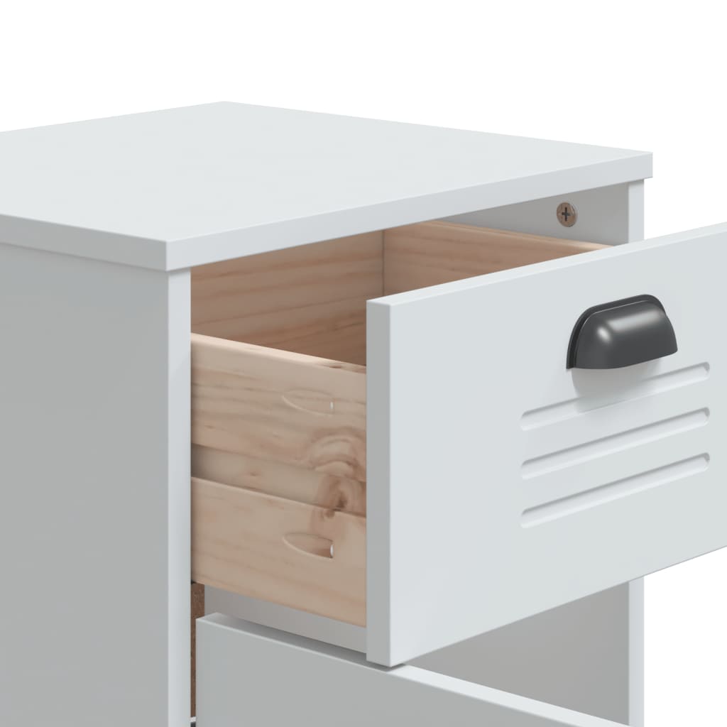 Bedside Cabinet VIKEN White Solid Wood Pine