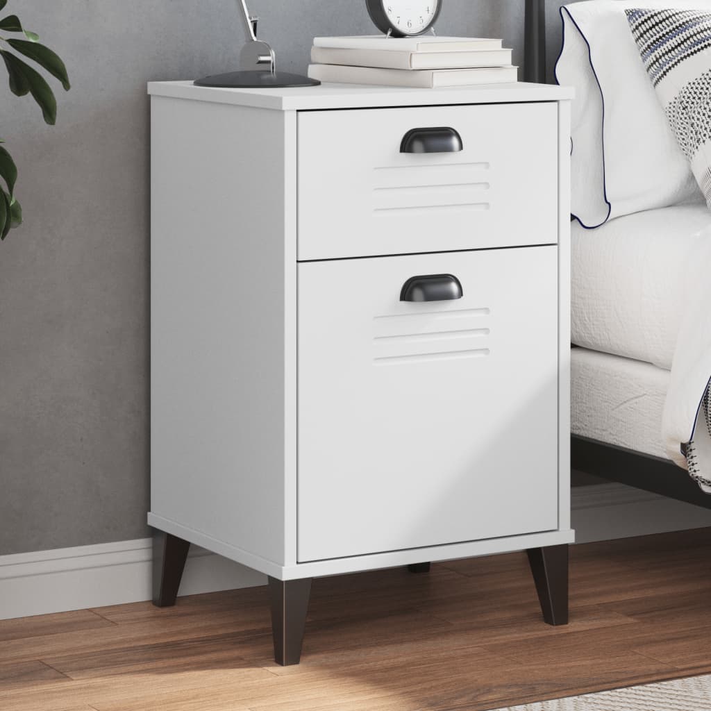 Bedside Cabinet VIKEN White Solid Wood Pine