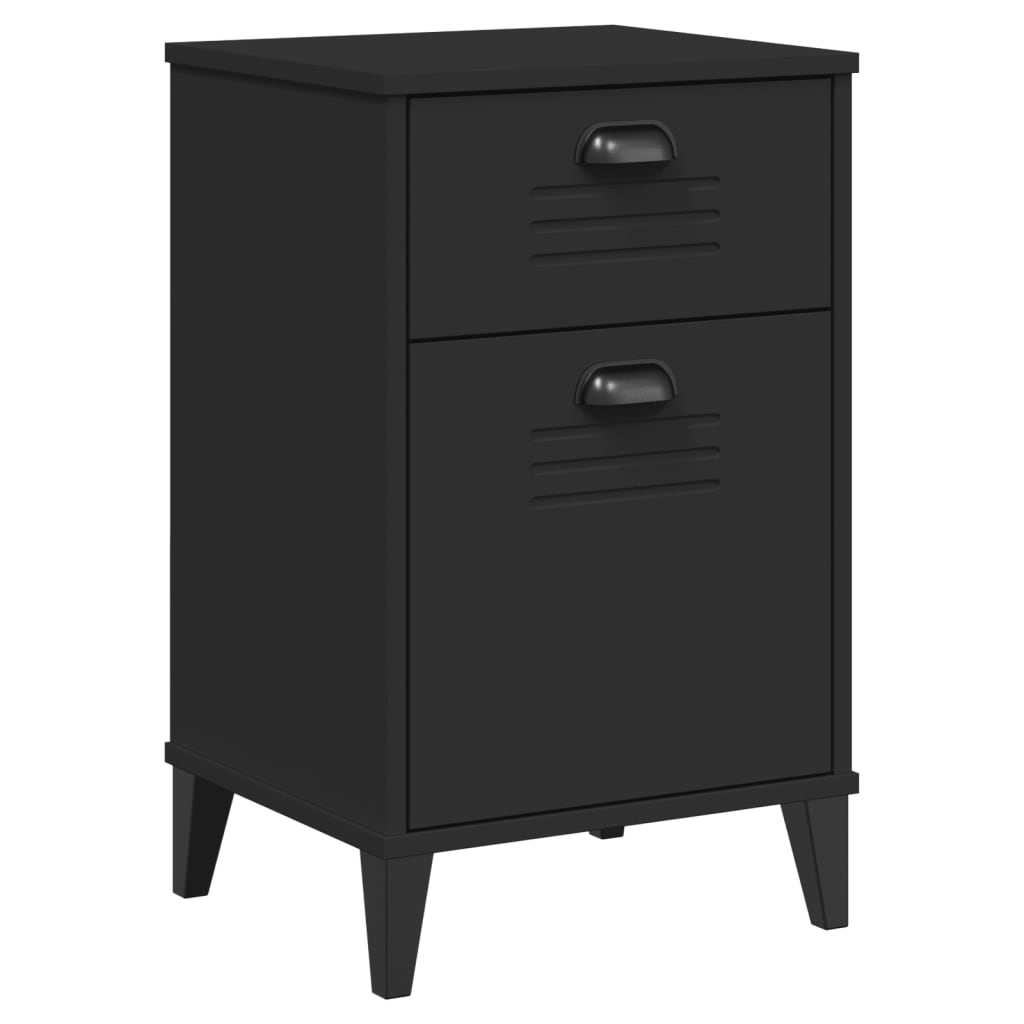 Bedside Cabinet VIKEN Black Solid Wood Pine