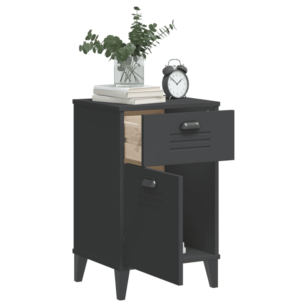 Bedside Cabinet VIKEN Anthracite Grey Solid Wood Pine