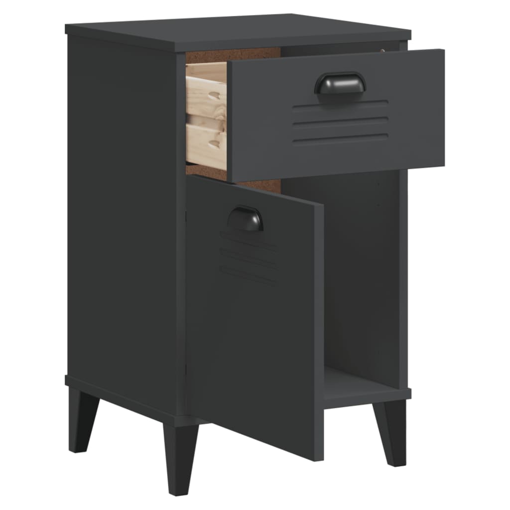 Bedside Cabinet VIKEN Anthracite Grey Solid Wood Pine