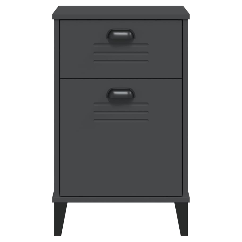 Bedside Cabinet VIKEN Anthracite Grey Solid Wood Pine