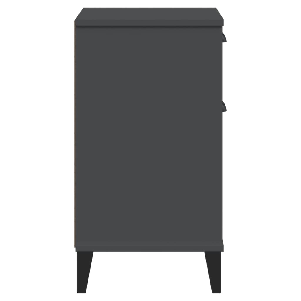 Bedside Cabinet VIKEN Anthracite Grey Solid Wood Pine