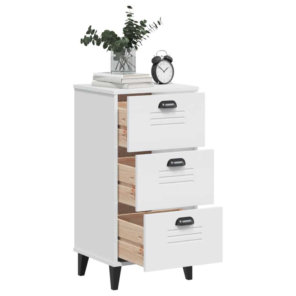 Bedside Cabinet VIKEN White Solid Wood Pine