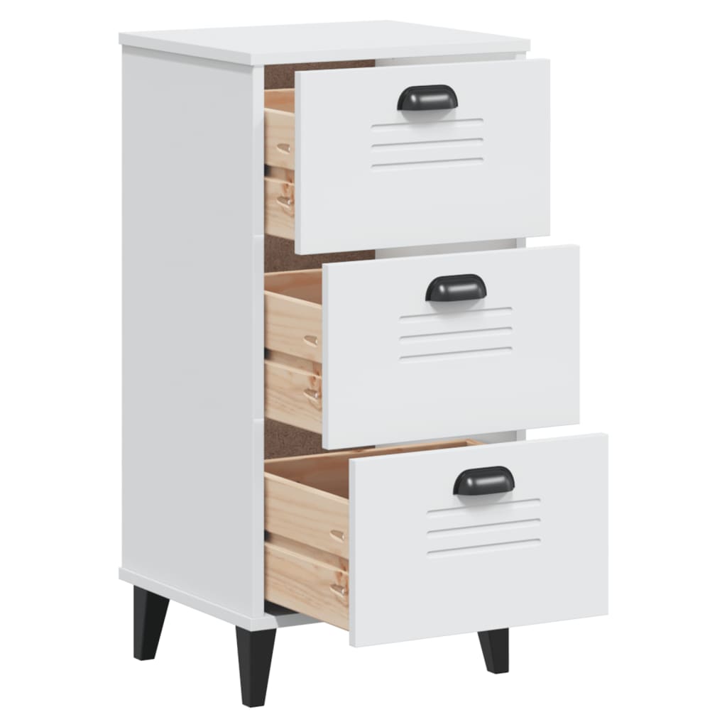 Bedside Cabinet VIKEN White Solid Wood Pine