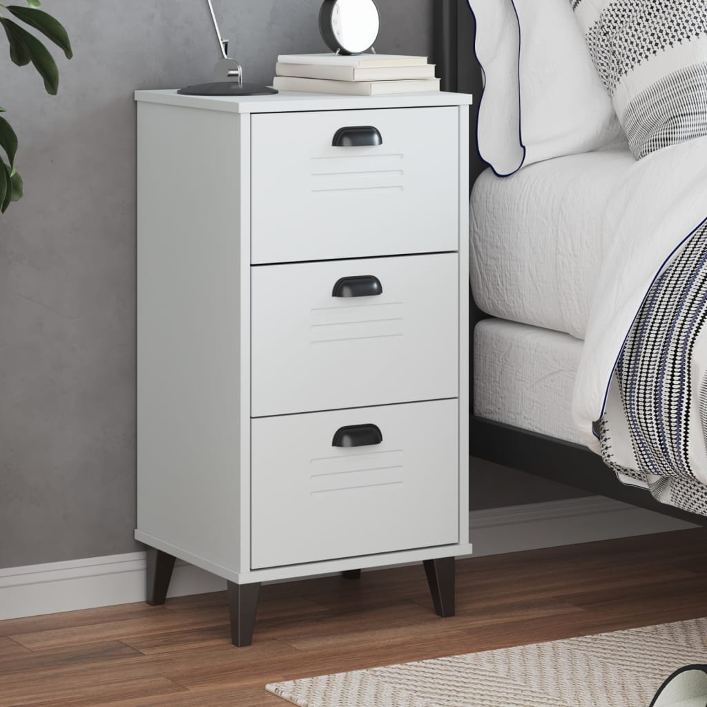 Bedside Cabinet VIKEN White Solid Wood Pine