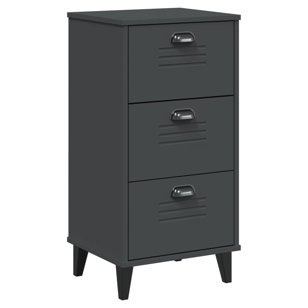 Bedside Cabinet VIKEN Anthracite Grey Solid Wood Pine