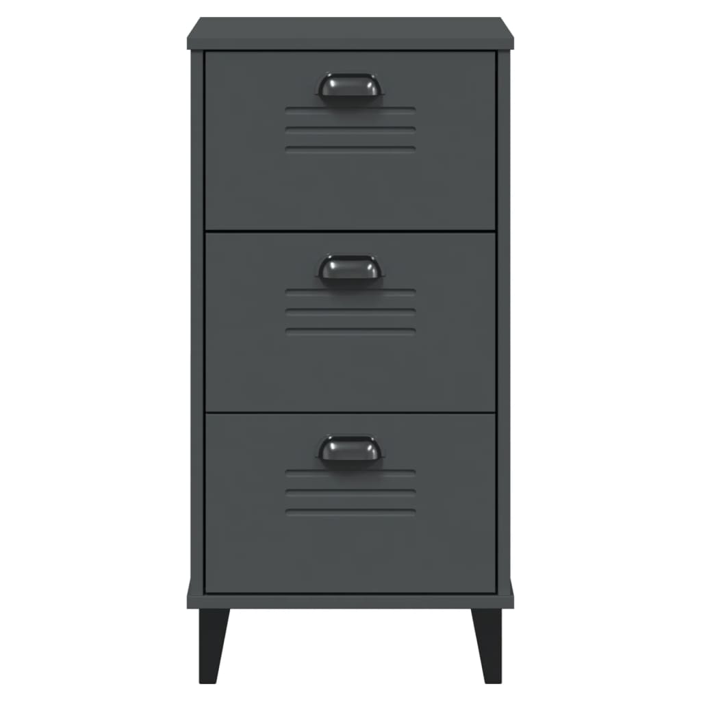 Bedside Cabinet VIKEN Anthracite Grey Solid Wood Pine