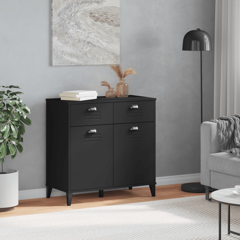 Sideboard VIKEN Black 80x40x80 cm Solid Wood Pine