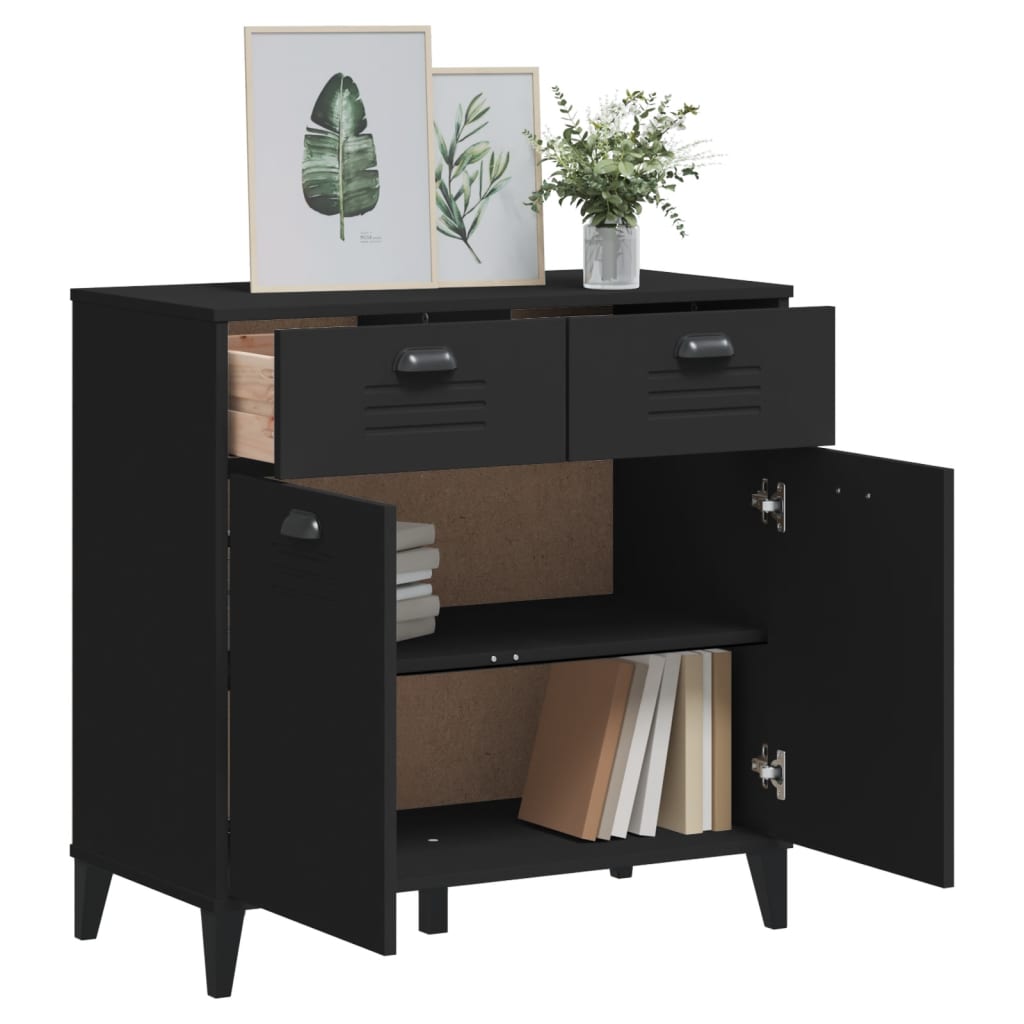 Sideboard VIKEN Black 80x40x80 cm Solid Wood Pine