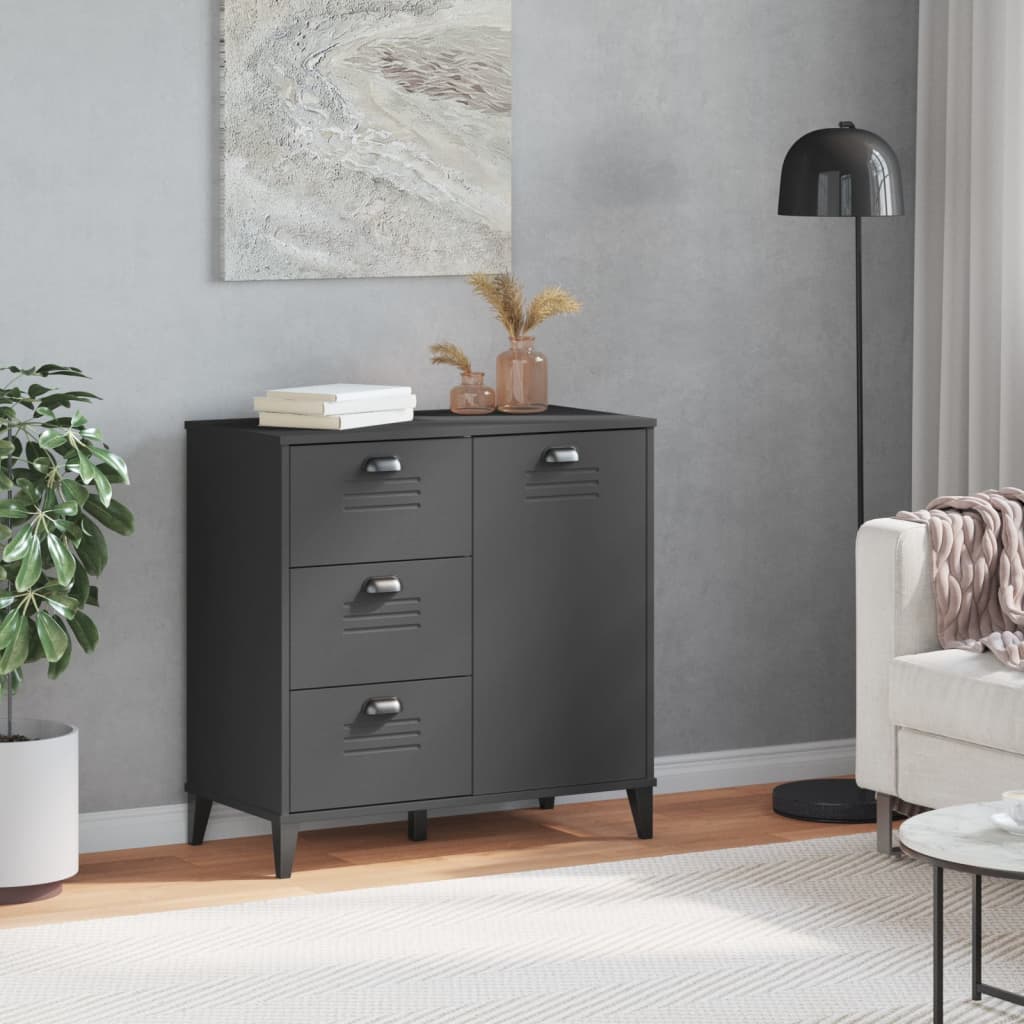 Sideboard VIKEN Anthracite Grey 80x40x80 cm Solid Wood Pine