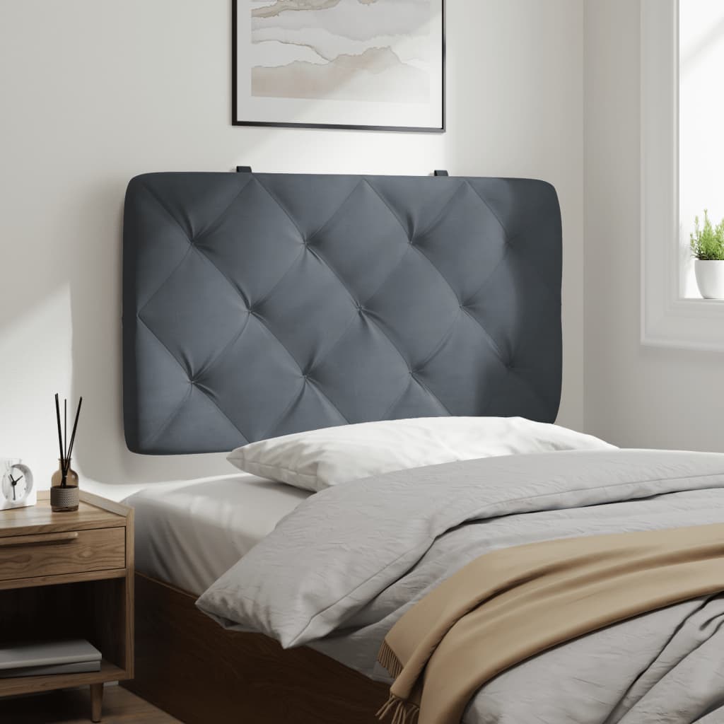 Headboard Cushion Dark Grey 90 cm Velvet