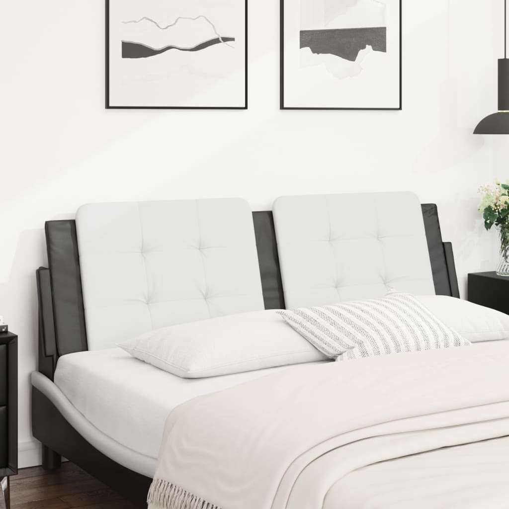 Headboard Cushion Black and White 153 cm Faux Leather