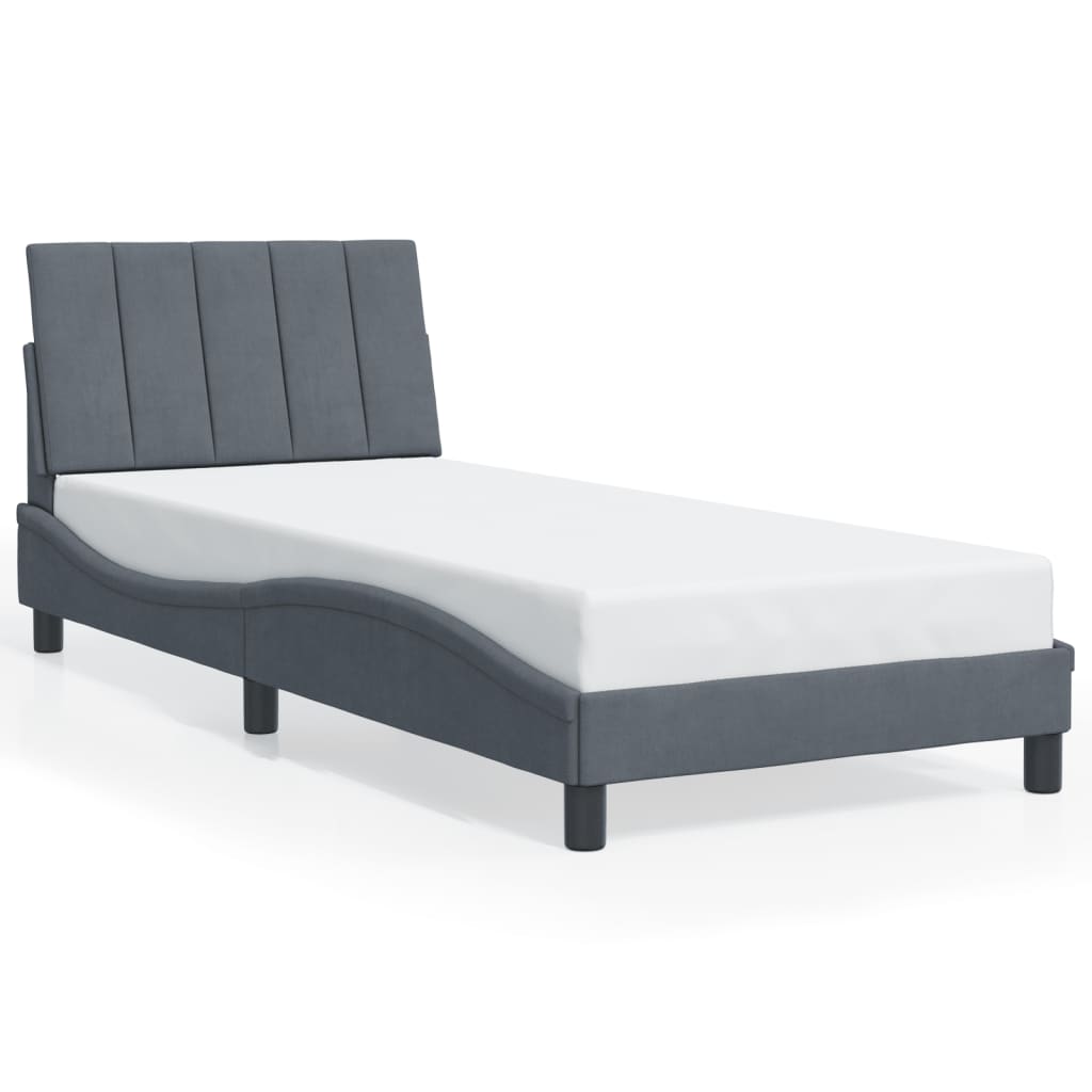 Bed Frame without Mattress Dark Grey 90x190 cm Velvet