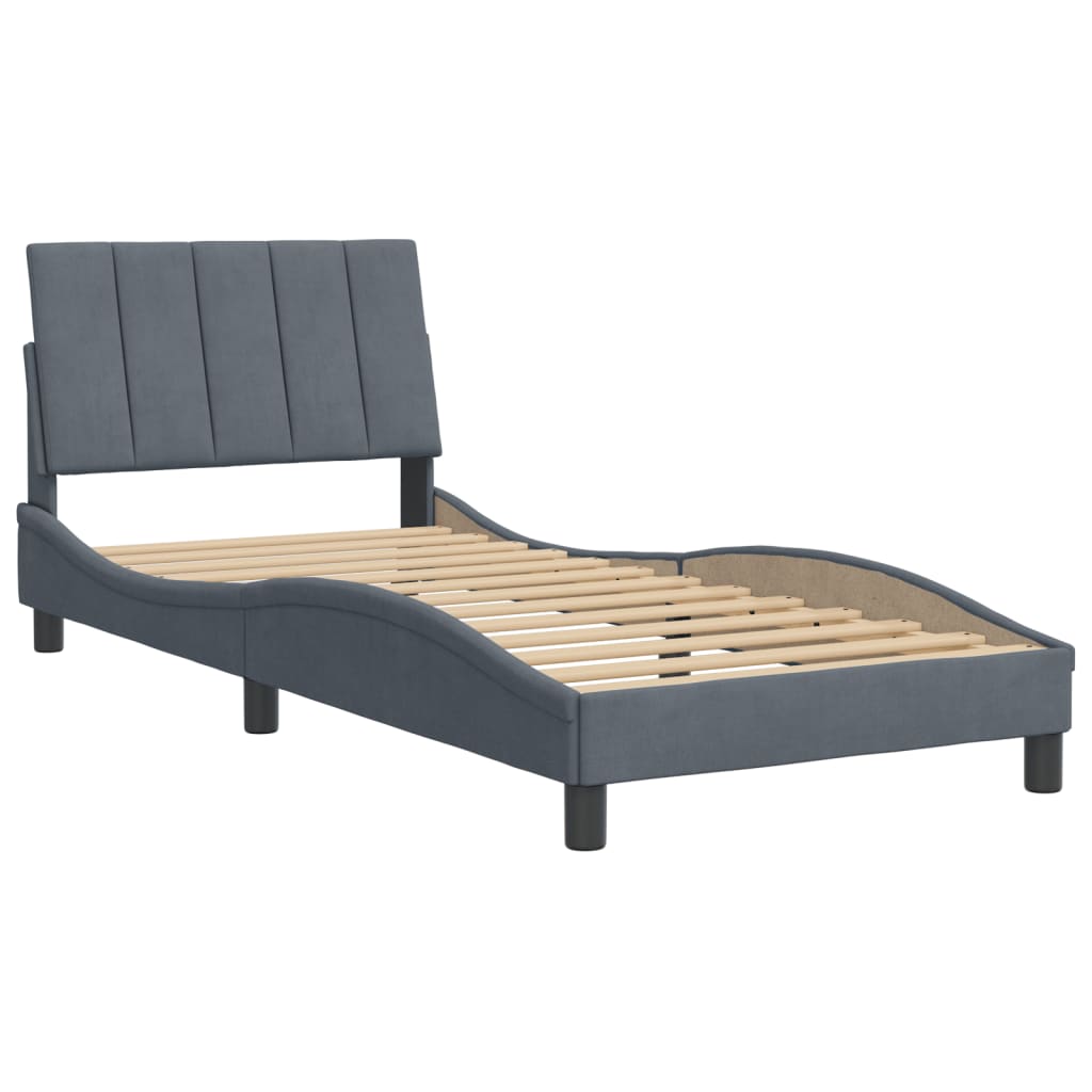 Bed Frame without Mattress Dark Grey 90x190 cm Velvet