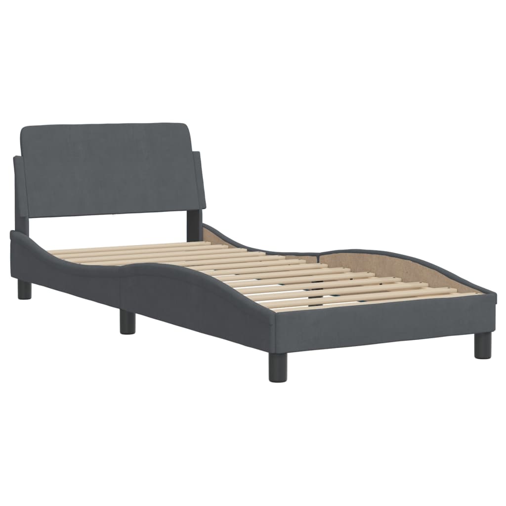 Bed Frame without Mattress Dark Grey 90x190 cm Velvet