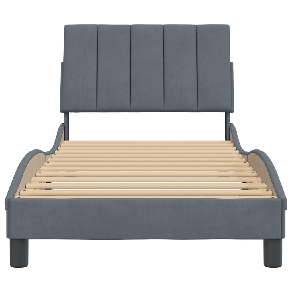 Bed Frame without Mattress Dark Grey 90x190 cm Velvet