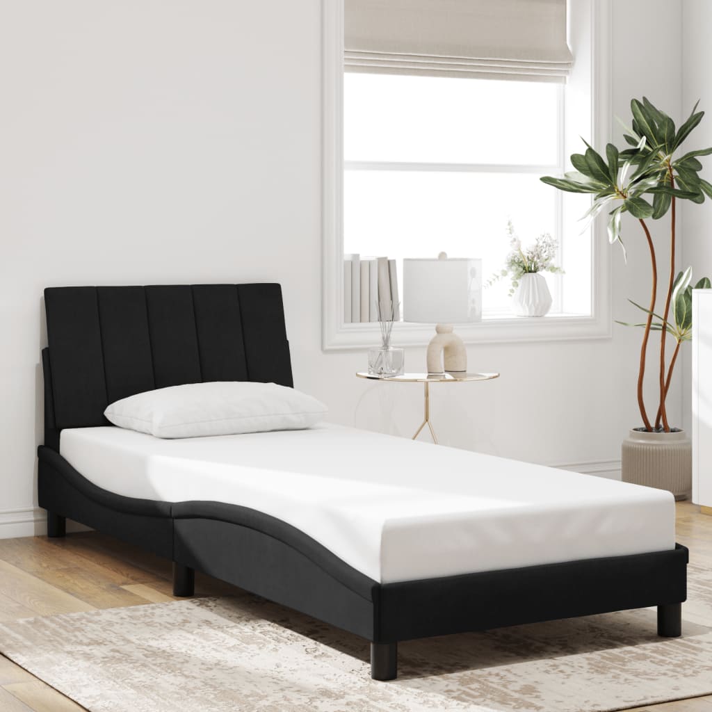 Bed Frame without Mattress Black 90x190 cm Velvet