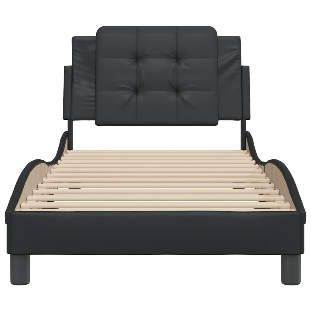 Bed Frame without Mattress Black 90x190 cm Faux Leather